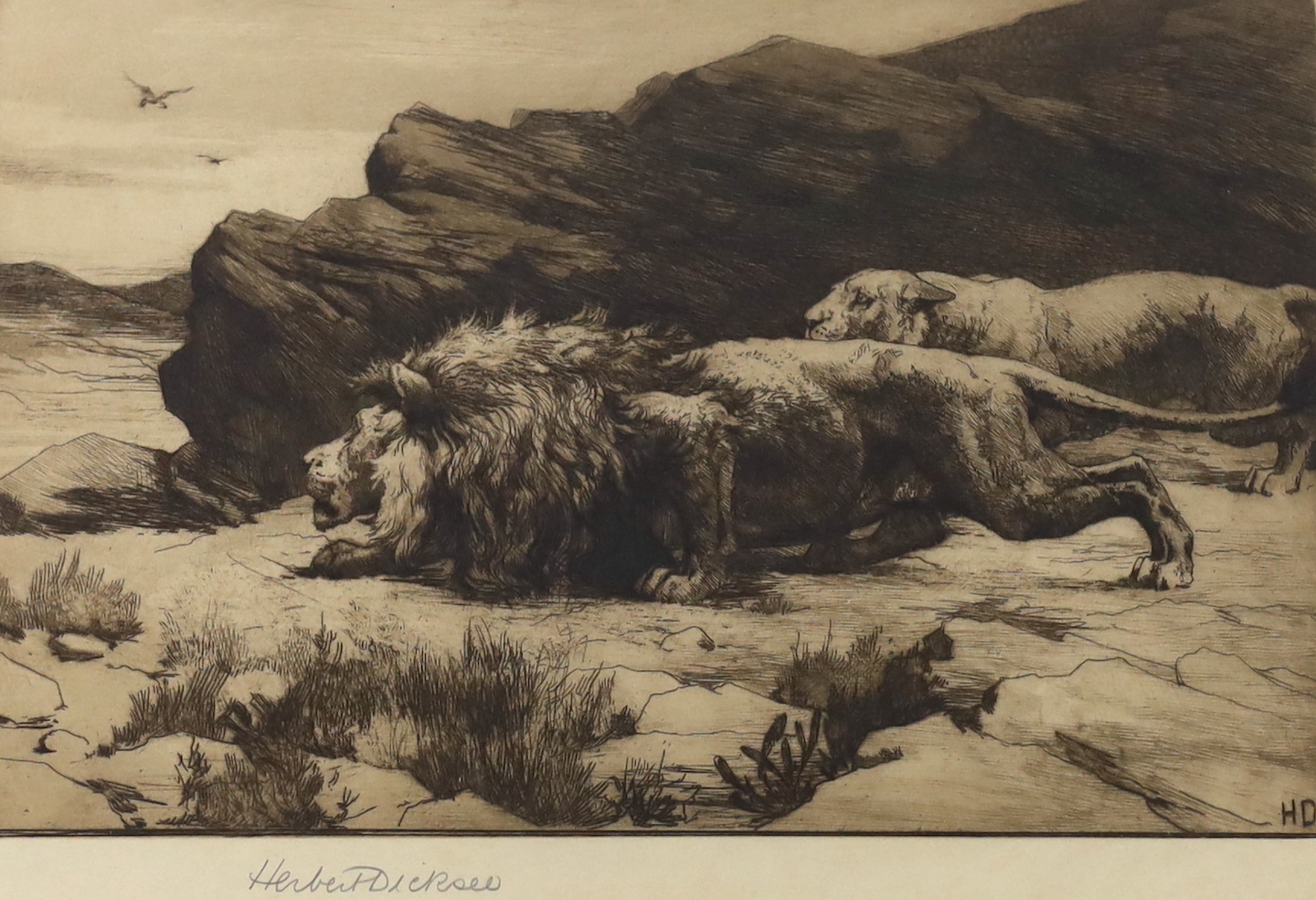Herbert Dicksee (1862-1942), etching, 'The Marauders', signed in pencil, publ. 1890, exhibited in the Royal Academy 1894, 19 x 26cm